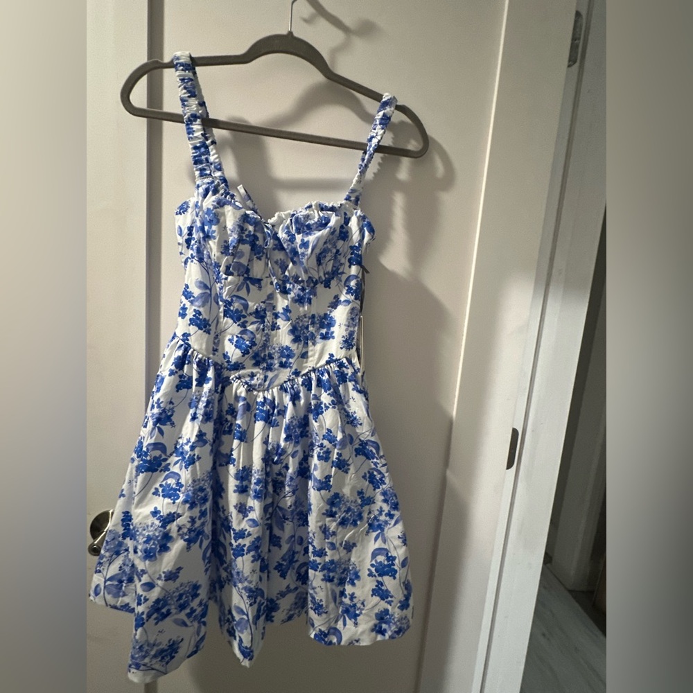 iris Blue and White Floral Dress